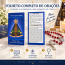 Kit Nossa Senhora Aparecida Completo com Imagem 40cm, Terço e Folheto de Oração Católico