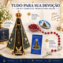 Kit Nossa Senhora Aparecida Completo com Imagem 40cm, Terço e Folheto de Oração Católico