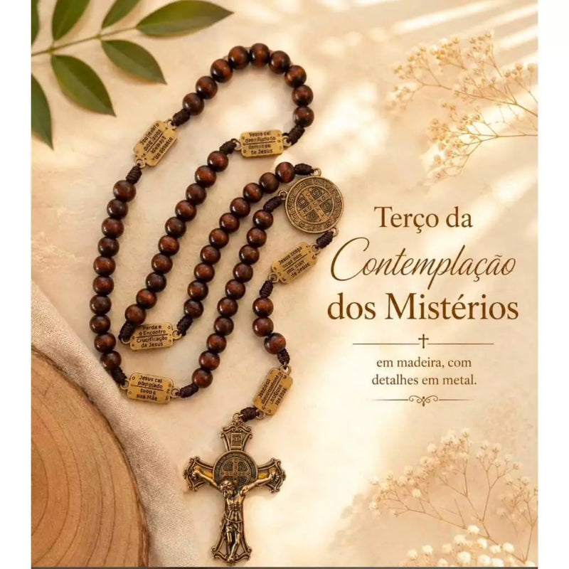 Terço  Contemplação dos Mistérios com Medalha de São Bento