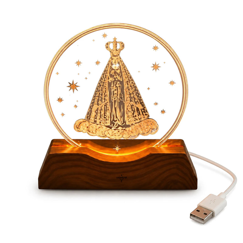 Luminária Led Nossa Senhora Aparecida Mesa Decorativa Usb
